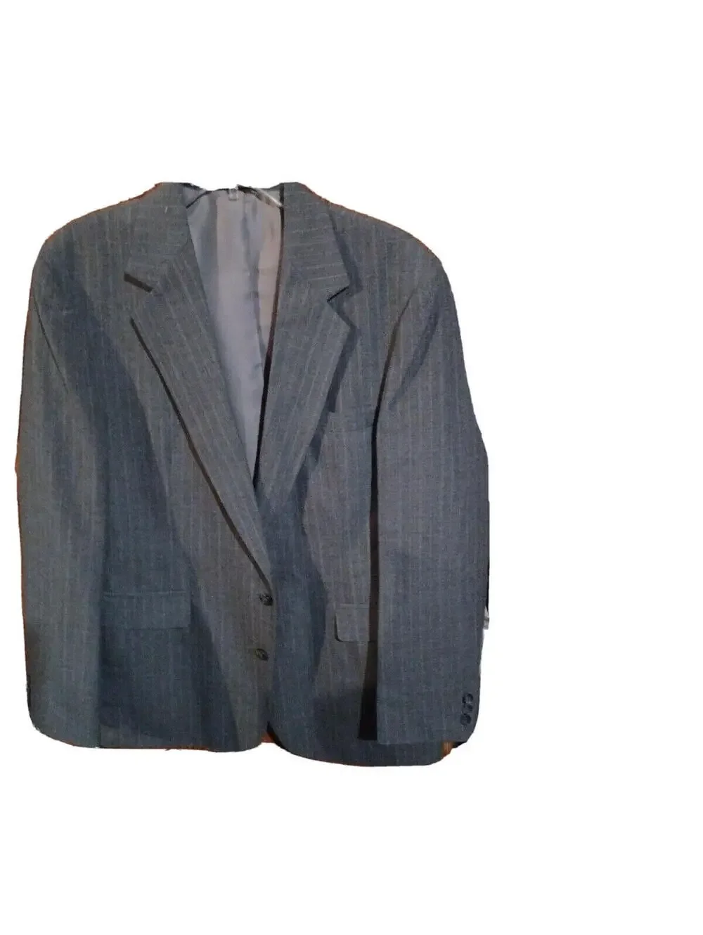 Men's Haggar Gray Pinstriped Suit Jacket Lined Blazer Large